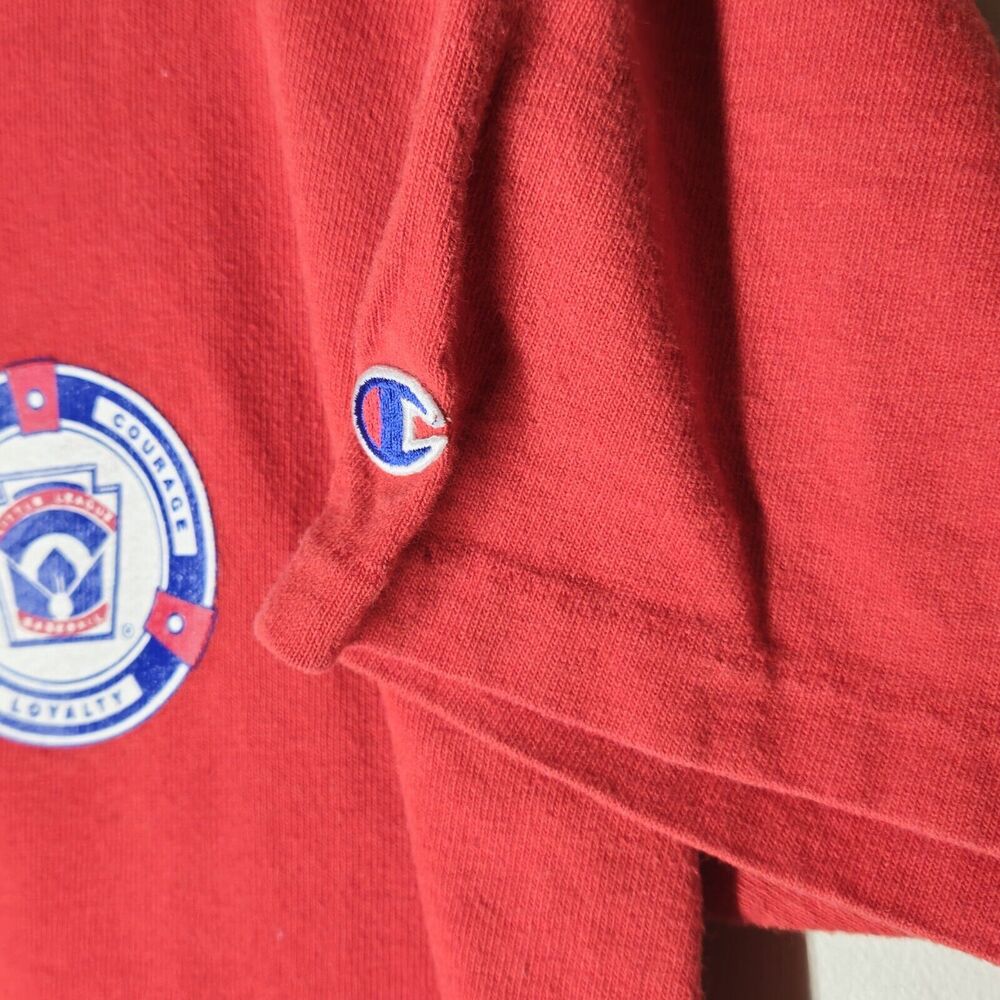 Vintage Little League Baseball T-Shirt XL Red Champion USA Made Courage Loyalty - Picture 5 of 6